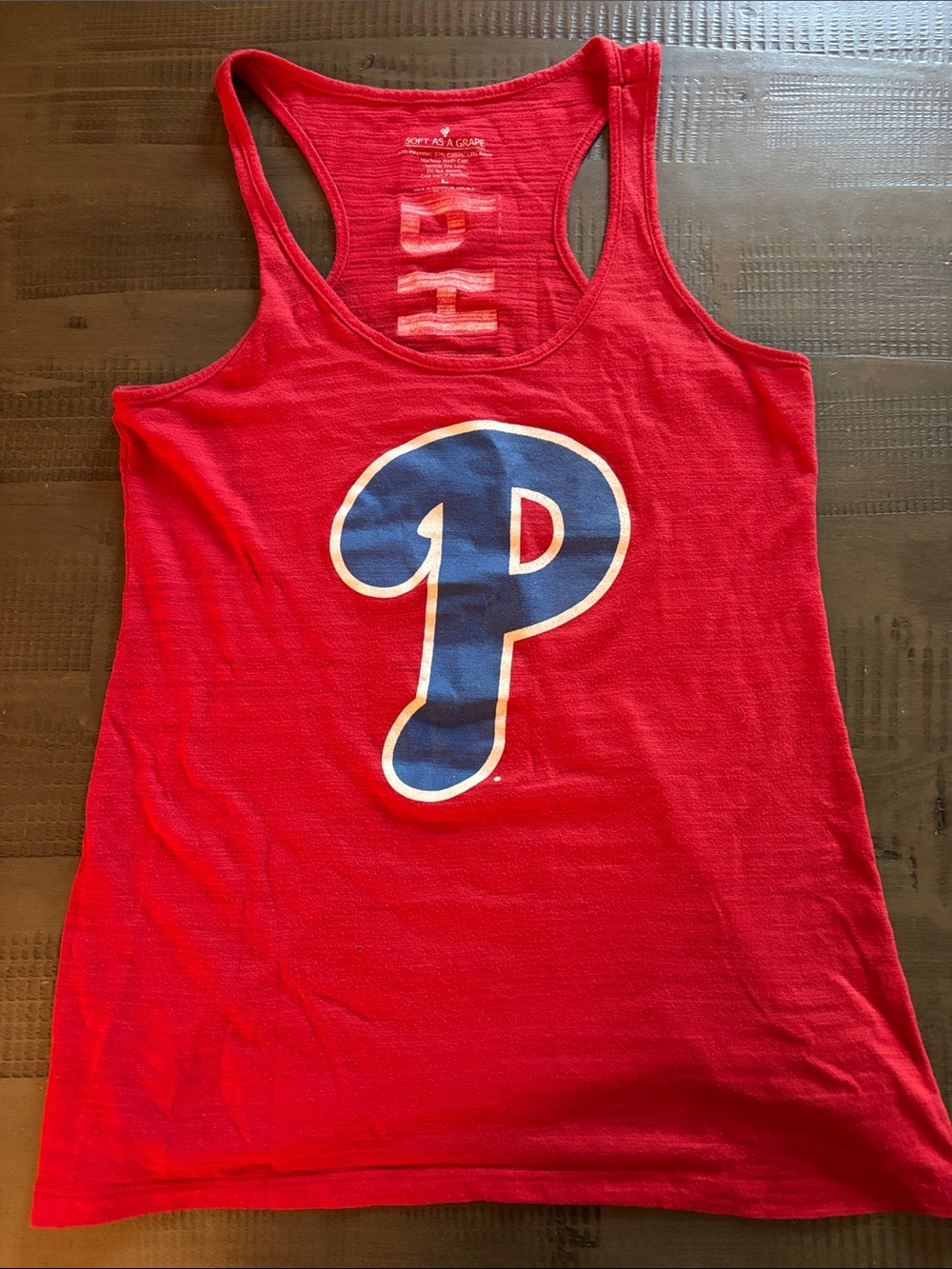 Philadelphia Phillies Red Racerback Tank Top by Soft as a Grape Size Large Women